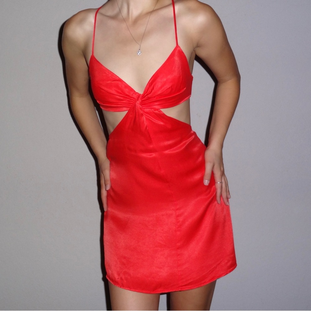 Zara Vibrant Red Backless Dress